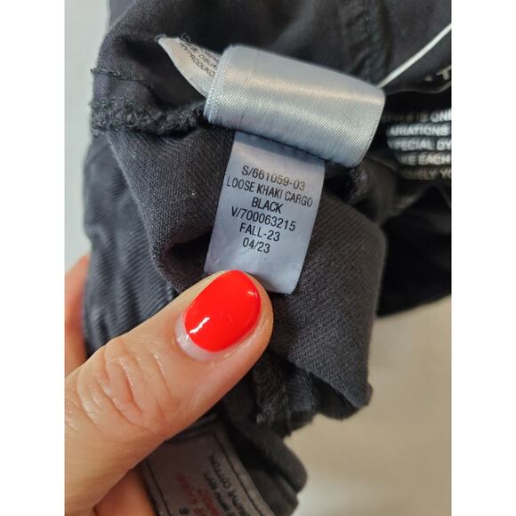 Gap Womens 8 Pants LOOSE KHAKI CARGO‎ Utility 100% Cotton Wide Leg Muted Black - Picture 7 of 13